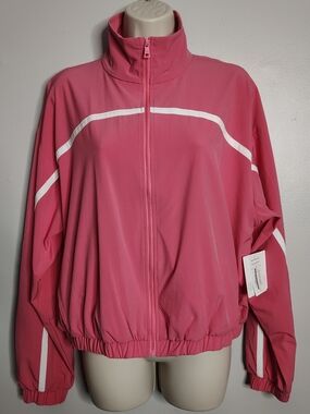 Beyond Yoga Go Retro Jacket Pink White Womens Small Track Jacket 80s vibes New